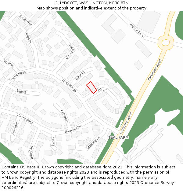 3, LYDCOTT, WASHINGTON, NE38 8TN: Location map and indicative extent of plot
