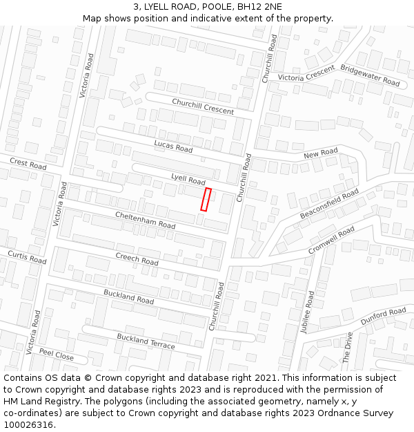 3, LYELL ROAD, POOLE, BH12 2NE: Location map and indicative extent of plot