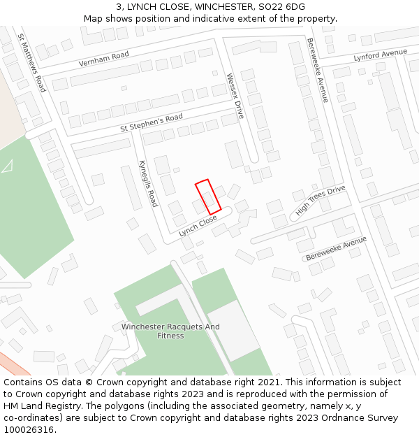 3, LYNCH CLOSE, WINCHESTER, SO22 6DG: Location map and indicative extent of plot