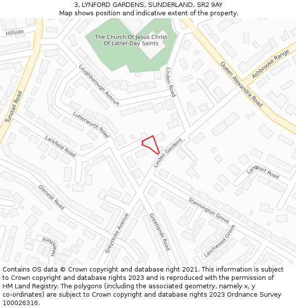 3, LYNFORD GARDENS, SUNDERLAND, SR2 9AY: Location map and indicative extent of plot