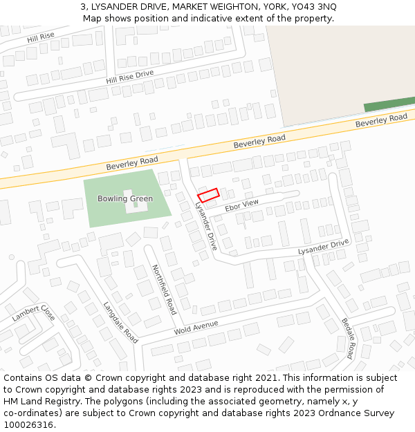 3, LYSANDER DRIVE, MARKET WEIGHTON, YORK, YO43 3NQ: Location map and indicative extent of plot