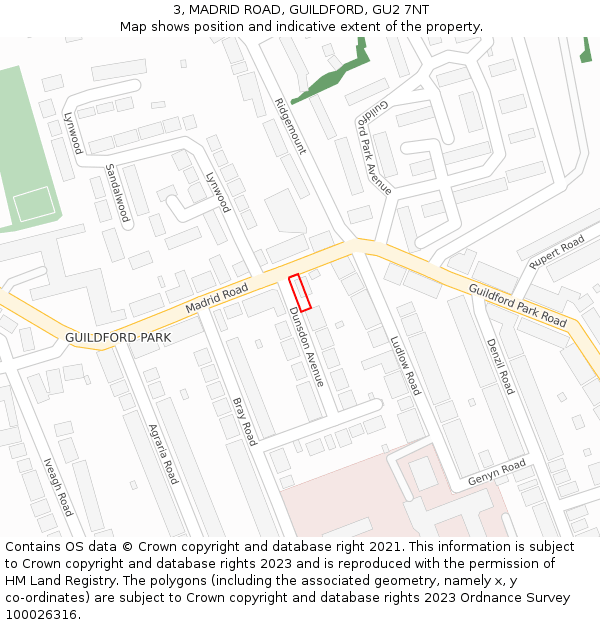 3, MADRID ROAD, GUILDFORD, GU2 7NT: Location map and indicative extent of plot