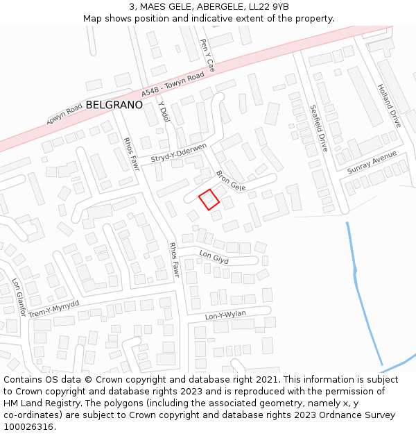 3, MAES GELE, ABERGELE, LL22 9YB: Location map and indicative extent of plot