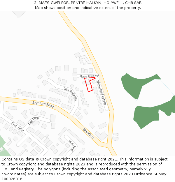 3, MAES GWELFOR, PENTRE HALKYN, HOLYWELL, CH8 8AR: Location map and indicative extent of plot