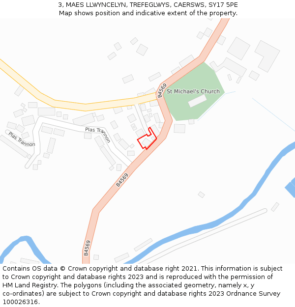 3, MAES LLWYNCELYN, TREFEGLWYS, CAERSWS, SY17 5PE: Location map and indicative extent of plot