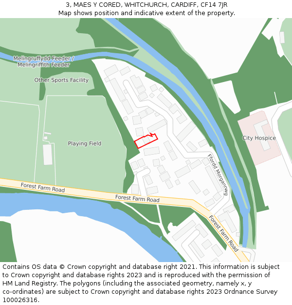3, MAES Y CORED, WHITCHURCH, CARDIFF, CF14 7JR: Location map and indicative extent of plot
