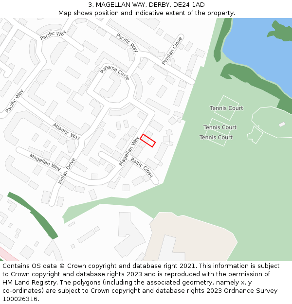 3, MAGELLAN WAY, DERBY, DE24 1AD: Location map and indicative extent of plot