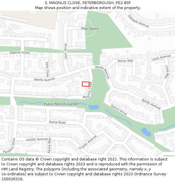 3, MAGNUS CLOSE, PETERBOROUGH, PE2 8SF: Location map and indicative extent of plot