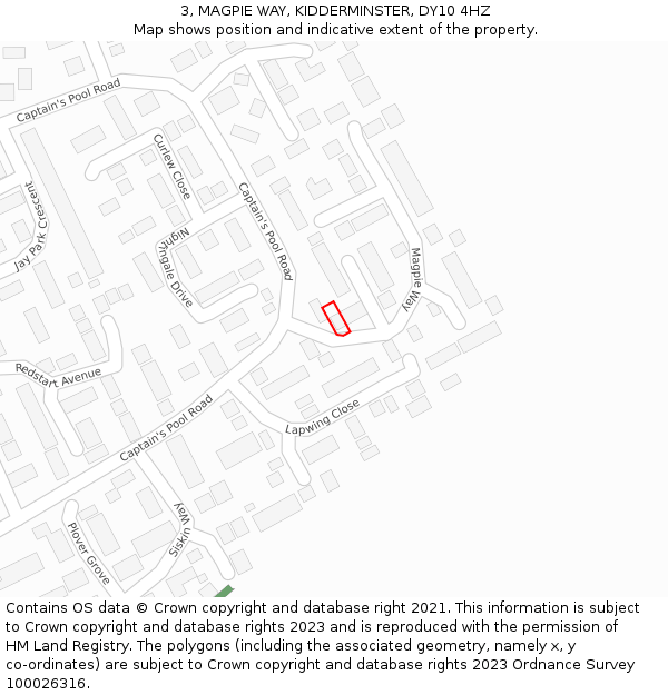3, MAGPIE WAY, KIDDERMINSTER, DY10 4HZ: Location map and indicative extent of plot