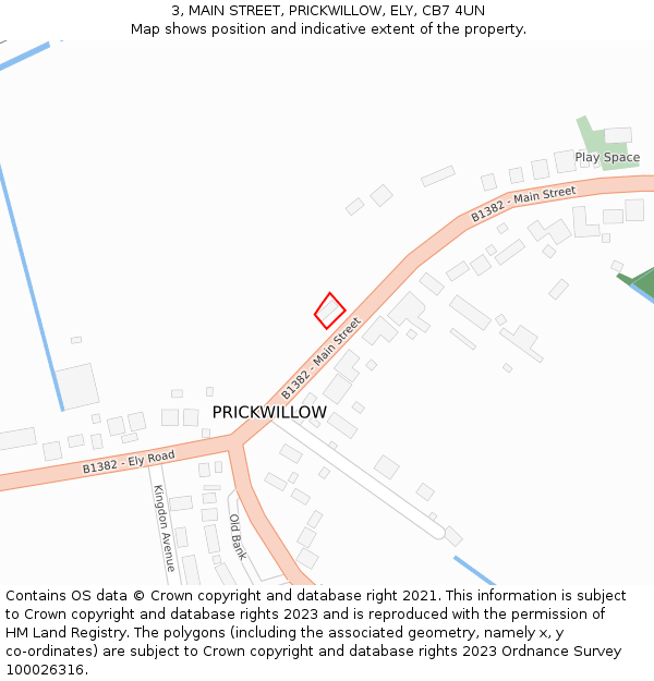 3, MAIN STREET, PRICKWILLOW, ELY, CB7 4UN: Location map and indicative extent of plot