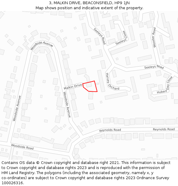 3, MALKIN DRIVE, BEACONSFIELD, HP9 1JN: Location map and indicative extent of plot