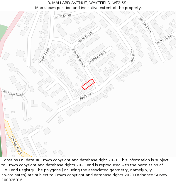 3, MALLARD AVENUE, WAKEFIELD, WF2 6SH: Location map and indicative extent of plot