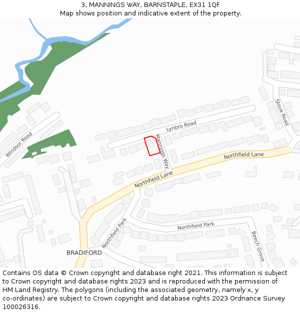 3, MANNINGS WAY, BARNSTAPLE, EX31 1QF: Location map and indicative extent of plot