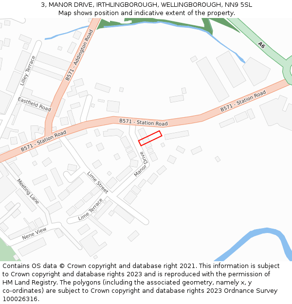 3, MANOR DRIVE, IRTHLINGBOROUGH, WELLINGBOROUGH, NN9 5SL: Location map and indicative extent of plot