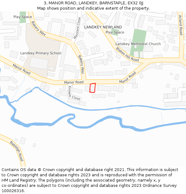 3, MANOR ROAD, LANDKEY, BARNSTAPLE, EX32 0JJ: Location map and indicative extent of plot