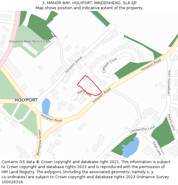3, MANOR WAY, HOLYPORT, MAIDENHEAD, SL6 2JP: Location map and indicative extent of plot