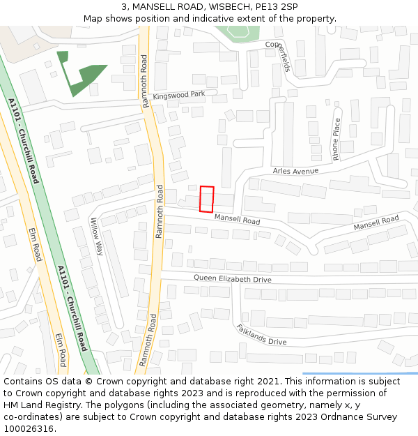 3, MANSELL ROAD, WISBECH, PE13 2SP: Location map and indicative extent of plot