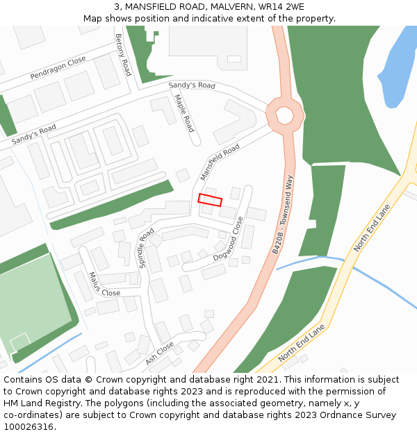 3, MANSFIELD ROAD, MALVERN, WR14 2WE: Location map and indicative extent of plot