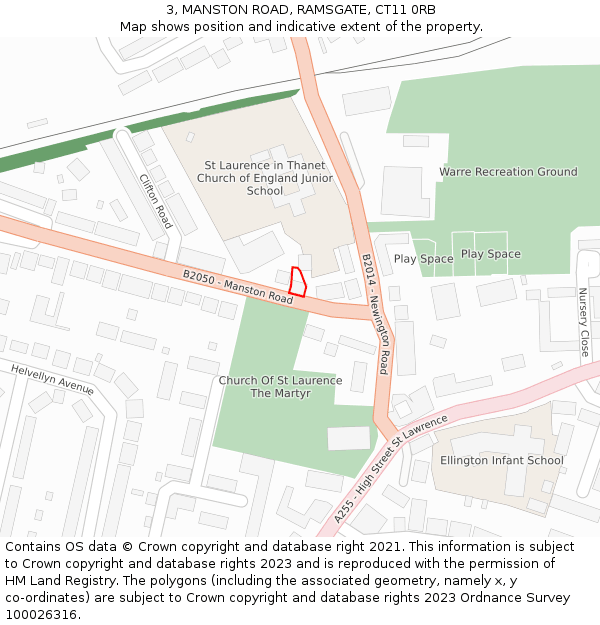 3, MANSTON ROAD, RAMSGATE, CT11 0RB: Location map and indicative extent of plot