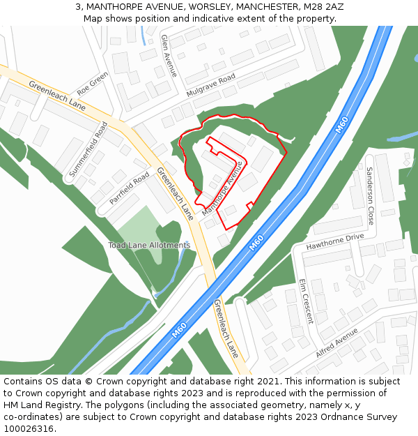 3, MANTHORPE AVENUE, WORSLEY, MANCHESTER, M28 2AZ: Location map and indicative extent of plot