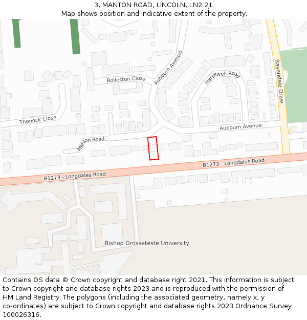 3, MANTON ROAD, LINCOLN, LN2 2JL: Location map and indicative extent of plot