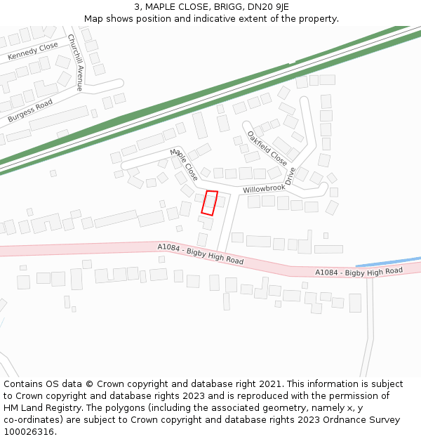 3, MAPLE CLOSE, BRIGG, DN20 9JE: Location map and indicative extent of plot