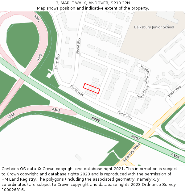 3, MAPLE WALK, ANDOVER, SP10 3PN: Location map and indicative extent of plot
