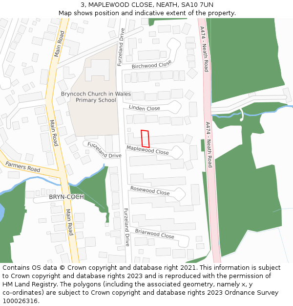 3, MAPLEWOOD CLOSE, NEATH, SA10 7UN: Location map and indicative extent of plot
