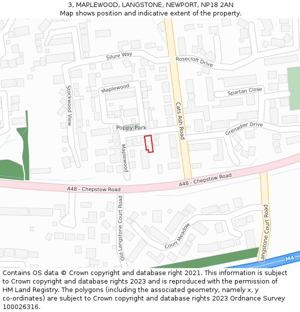 3, MAPLEWOOD, LANGSTONE, NEWPORT, NP18 2AN: Location map and indicative extent of plot