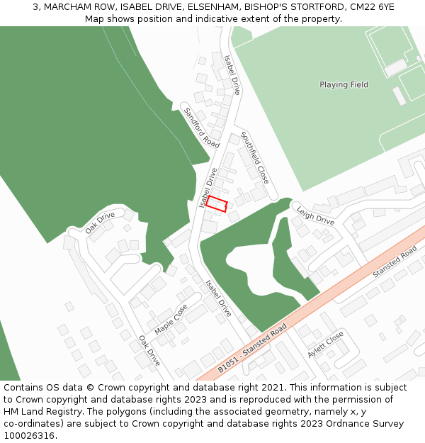 3, MARCHAM ROW, ISABEL DRIVE, ELSENHAM, BISHOP'S STORTFORD, CM22 6YE: Location map and indicative extent of plot