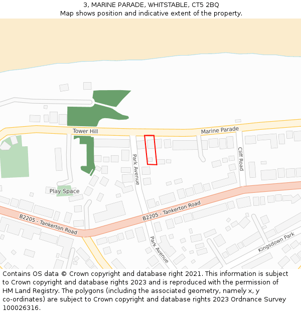 3, MARINE PARADE, WHITSTABLE, CT5 2BQ: Location map and indicative extent of plot