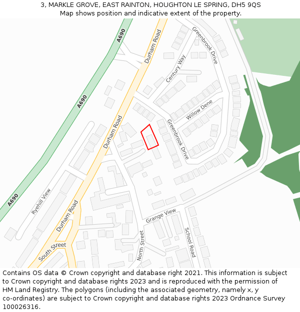 3, MARKLE GROVE, EAST RAINTON, HOUGHTON LE SPRING, DH5 9QS: Location map and indicative extent of plot