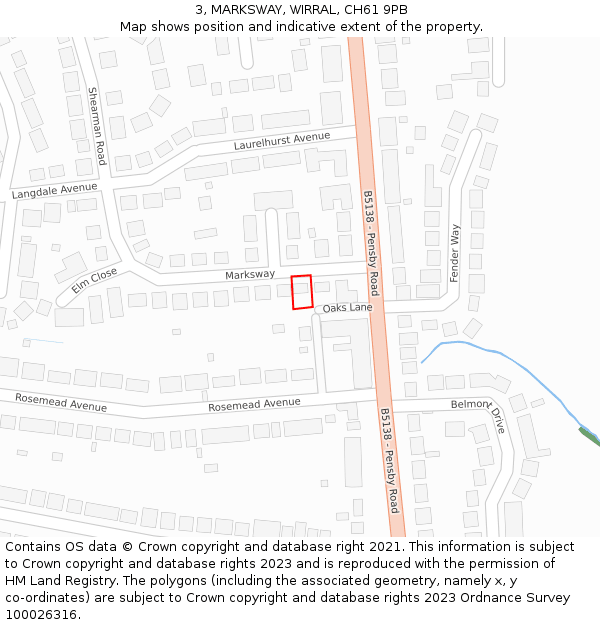 3, MARKSWAY, WIRRAL, CH61 9PB: Location map and indicative extent of plot