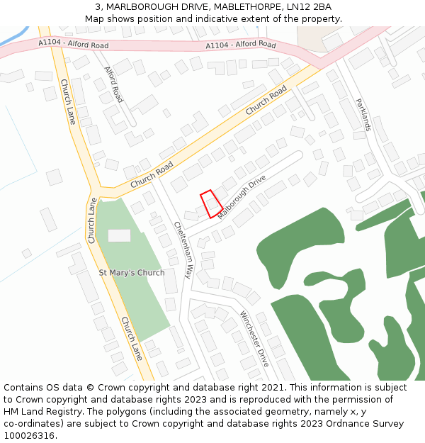3, MARLBOROUGH DRIVE, MABLETHORPE, LN12 2BA: Location map and indicative extent of plot