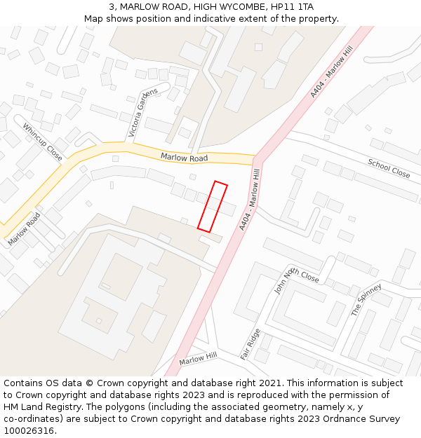 3, MARLOW ROAD, HIGH WYCOMBE, HP11 1TA: Location map and indicative extent of plot