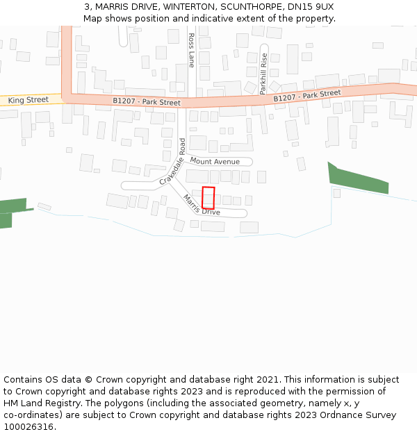 3, MARRIS DRIVE, WINTERTON, SCUNTHORPE, DN15 9UX: Location map and indicative extent of plot