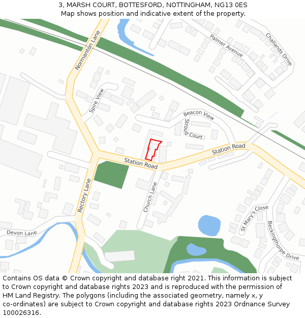 3, MARSH COURT, BOTTESFORD, NOTTINGHAM, NG13 0ES: Location map and indicative extent of plot