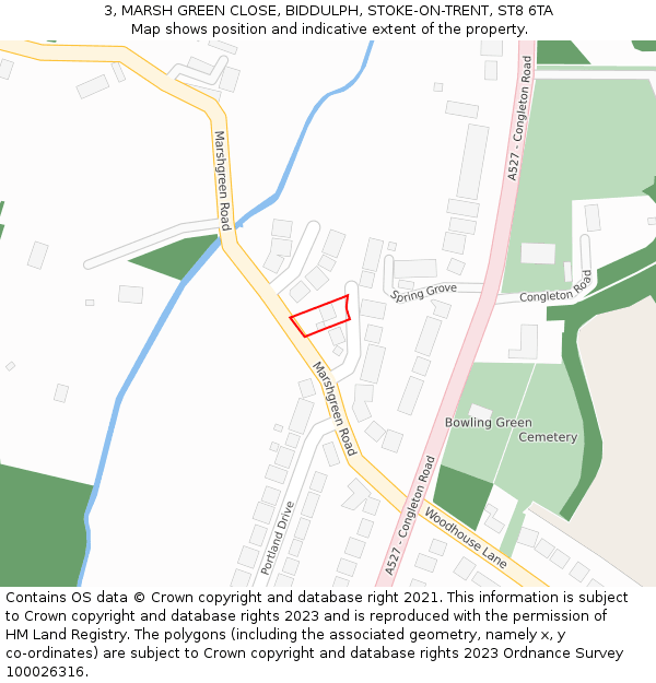 3, MARSH GREEN CLOSE, BIDDULPH, STOKE-ON-TRENT, ST8 6TA: Location map and indicative extent of plot