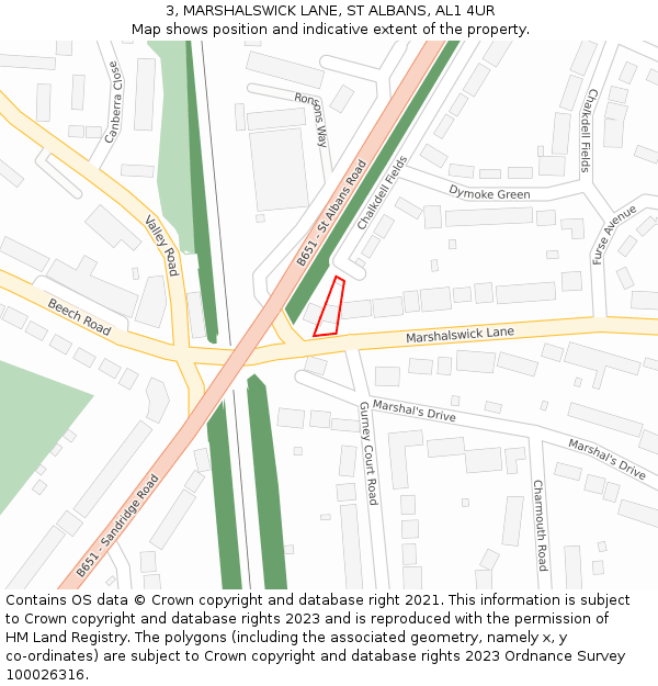 3, MARSHALSWICK LANE, ST ALBANS, AL1 4UR: Location map and indicative extent of plot