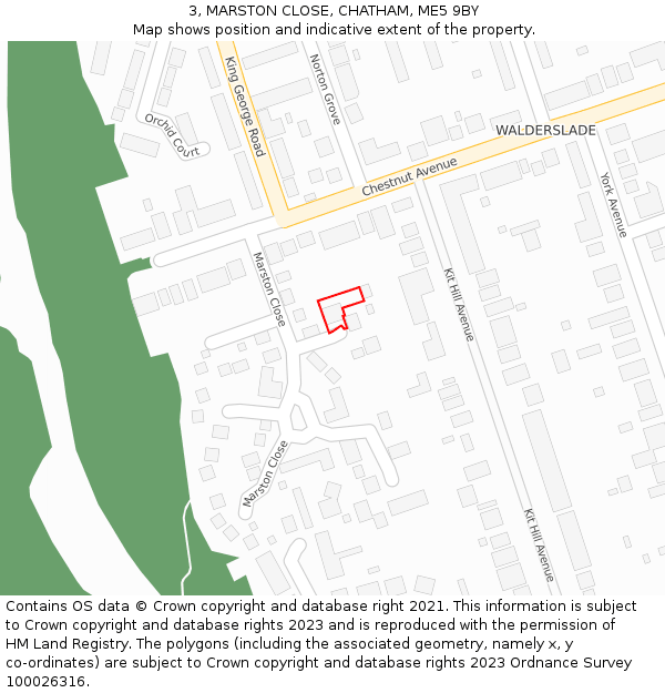 3, MARSTON CLOSE, CHATHAM, ME5 9BY: Location map and indicative extent of plot