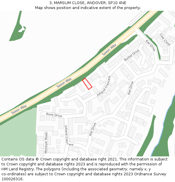 3, MARSUM CLOSE, ANDOVER, SP10 4NE: Location map and indicative extent of plot