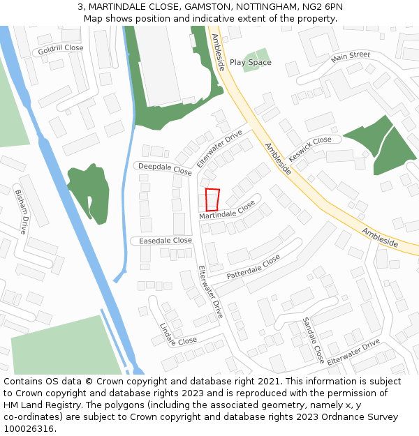 3, MARTINDALE CLOSE, GAMSTON, NOTTINGHAM, NG2 6PN: Location map and indicative extent of plot