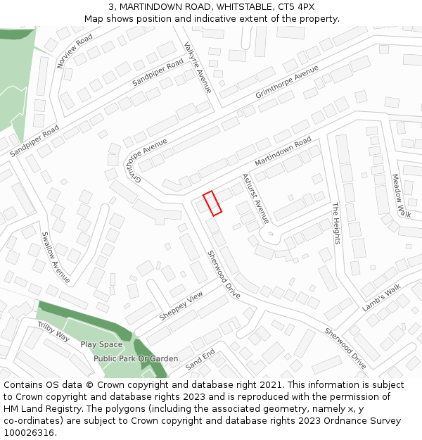 3, MARTINDOWN ROAD, WHITSTABLE, CT5 4PX: Location map and indicative extent of plot