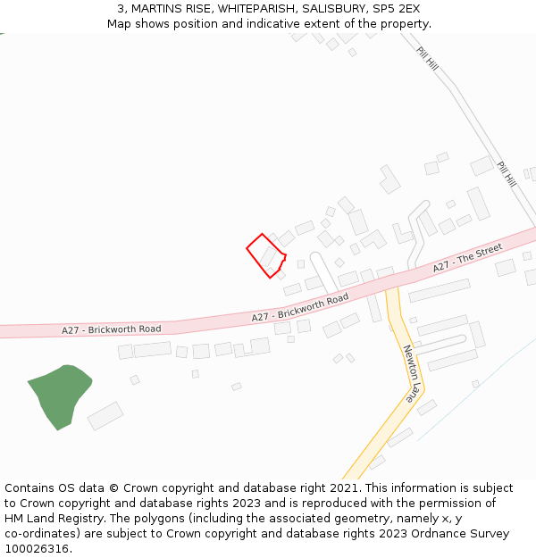 3, MARTINS RISE, WHITEPARISH, SALISBURY, SP5 2EX: Location map and indicative extent of plot