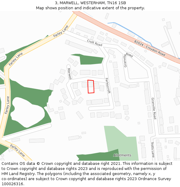 3, MARWELL, WESTERHAM, TN16 1SB: Location map and indicative extent of plot