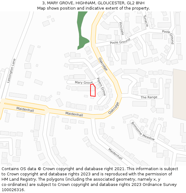 3, MARY GROVE, HIGHNAM, GLOUCESTER, GL2 8NH: Location map and indicative extent of plot