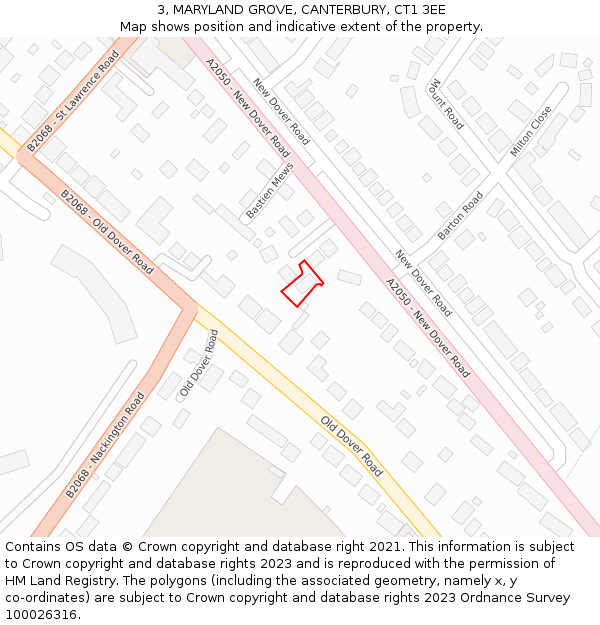 3, MARYLAND GROVE, CANTERBURY, CT1 3EE: Location map and indicative extent of plot