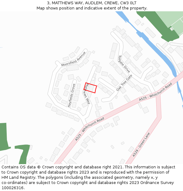 3, MATTHEWS WAY, AUDLEM, CREWE, CW3 0LT: Location map and indicative extent of plot