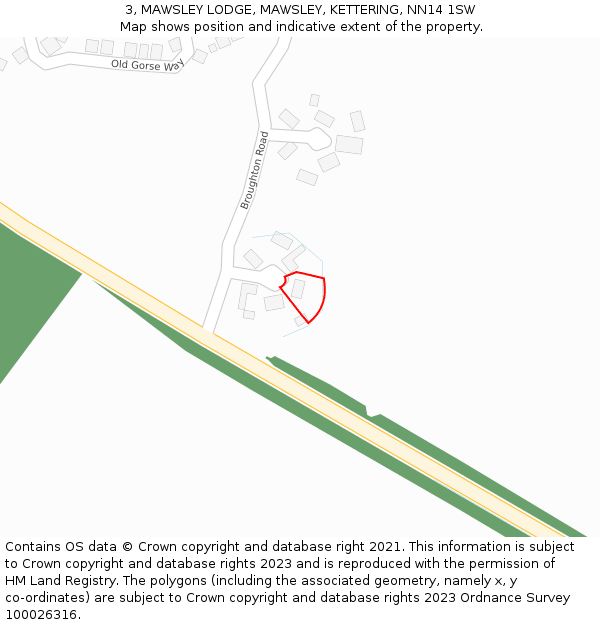 3, MAWSLEY LODGE, MAWSLEY, KETTERING, NN14 1SW: Location map and indicative extent of plot