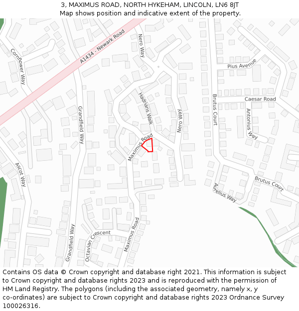 3, MAXIMUS ROAD, NORTH HYKEHAM, LINCOLN, LN6 8JT: Location map and indicative extent of plot